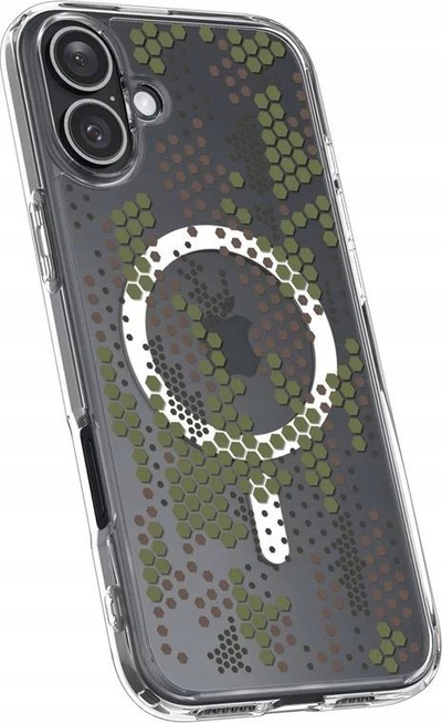 Mbështjellës telefoni Spigen Ultra Hybrid MagSafe, për iPhone 16, model Digital Camo, transparent