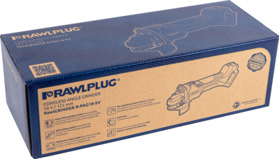 Brushe këndore pa kabllo Rawlplug RawlGRINDER R-PAG18-SV, 18V, 125mm, blu e zezë