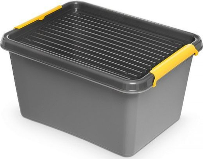 Пластична кутија Orplast, 15.5L, со затворачки капак, сива