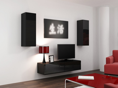 Komodinë TV Cama Meble Vigo 140, 140 cm, MDF, e zezë