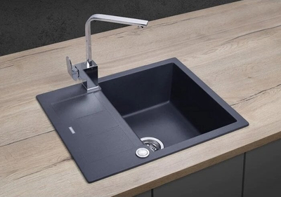 Lavabo kuzhine granit Concept DG05C45, me pikatore, gri e errët