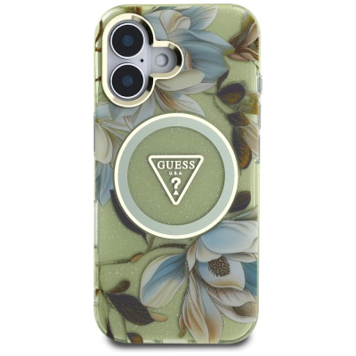 Футрола за телефон Guess Guhmp16Shflpedn, за iPhone 16, MagSafe, зелена со цветови