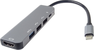 USB hub PremiumCord KU31DOCK15, USB C, HDMI 4K, ngjyrë argjendi