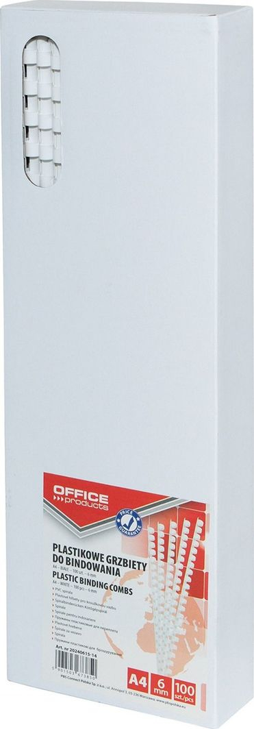 Office Products Спирали за Врзување, A4, 6 mm, Бели, 100 парчиња