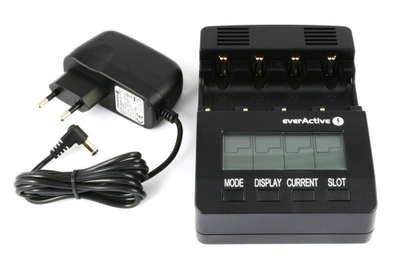Karikues baterish everActive NC-3000, 4 kanale, LCD, i zi