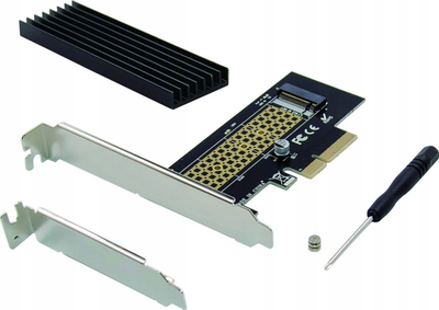 Përshtatës PCIe për SSD M.2 NVMe Conceptronic EMRICK, mbështetje key M, me shpejtësi të lartë, i zi