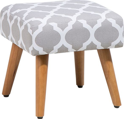 Tabure OSAGE Footstool, formë kubike, këmbë druri, gri me motiv të bardhë
