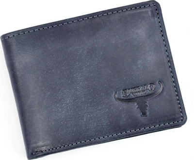 Portofol për meshkuj Buffalo Wild RFID, lëkurë natyrale, i kaltër navy