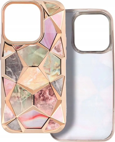 Maskë telefoni Twinki për iPhone 11, dizajn gjeometrik, me mbrojtje kamere, ngjyrë gold
