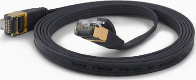 Kabllo rrjeti Wantec CAT6A, FTP, ekstra e sheshtë, 3m, e zezë