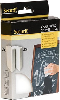 Sfungjer tavoline Securit Chalkboard Sponge, shkumë melamine, set 2 copë, i bardhë