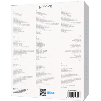 Dëgjuse wireless Proove Tempo TWS, ANC, me aplikacion, të zeza