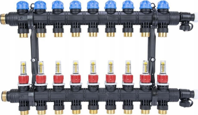 Manifold ngrohjeje Afriso EF1 K 9, 9 qarqe, G1, i zi