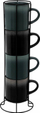 Set filxhanësh qeramikë Secret de Gourmet Stand Chope, 4 copë, 280ml, gri dhe të zeza