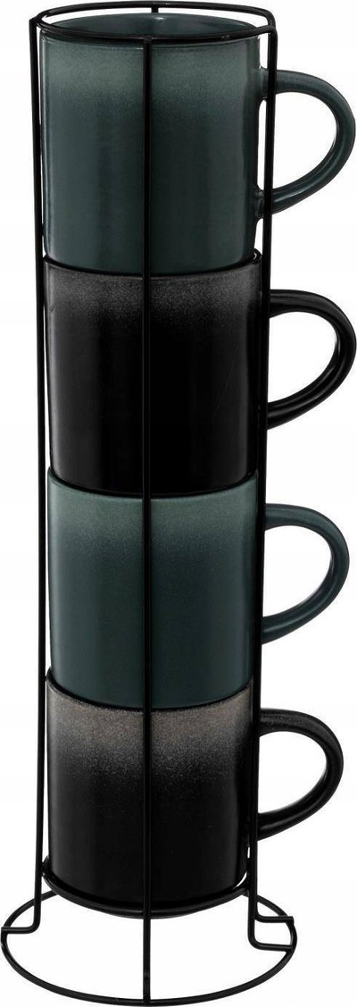 Set filxhanësh qeramikë Secret de Gourmet Stand Chope, 4 copë, 280ml, gri dhe të zeza