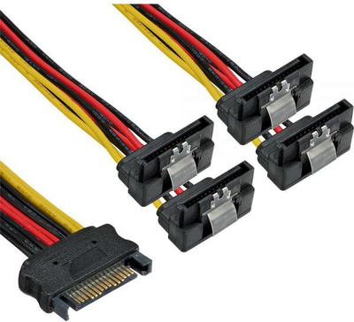 Kabllo furnizimi SATA InLine 29683V, 1 me 4 porta, 0.15m, shumëngjyrësh