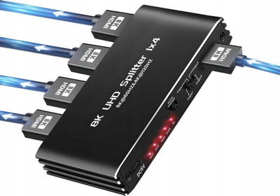 Splitter HDMI Pawonik 2.1 1x4, 8K 60Hz, 4K 120Hz, i zi