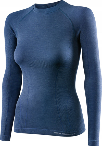 Термичка блуза Brubeck LS12810 Active Wool за жени, мерино, со долги ракави, деним, L