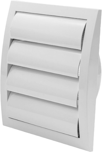 Grilë ventilimi Euro3plast GRILLE WITH SHUTTERS, 190x190mm, dalje D150, e bardhë