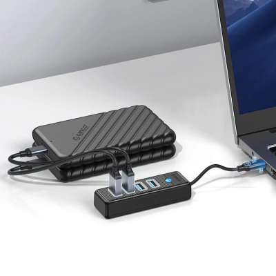 Hub USB Orico PWC2U-C3, USB-C në 2 porta USB-A 3.0 dhe USB-C 3.0, i zi