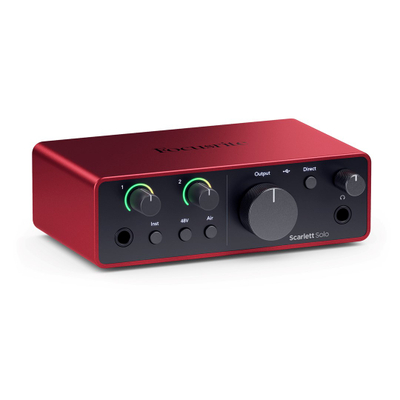 Ndërfaqe audio Focusrite Scarlett Solo 4th Gen, USB, për studio shtëpie, e kuqe