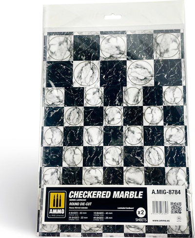Bazë rrethore për wargames Ammo by MIG Checkered Marble, e prerë gati, me efekt mermeri