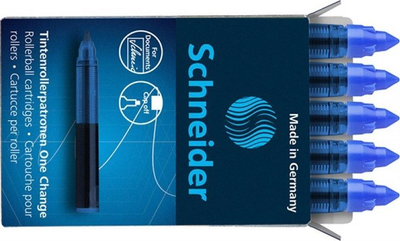 Fishekë me bojë Schneider për stilolapsa, 5 copë, të kaltër