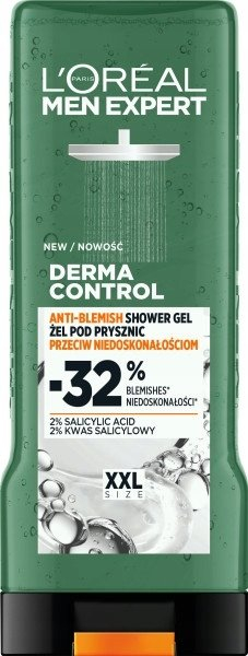 Xhel dushi L'Oréal Paris Men Expert Derma Control, për meshkuj, për lëkurë me papastërti dhe yndyrë