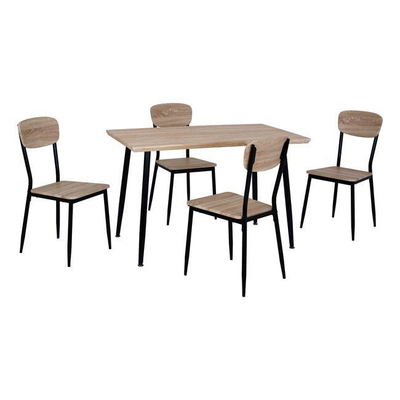 Set ngrënieje 5-pjesësh, Tavolinë Sonama + këmbë të zeza, 120×70 cm (HM10348.01), zezë