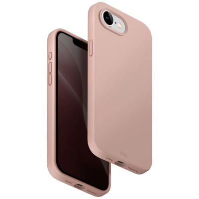 Маска за телефон Uniq Lino MagClick, за iPhone 16E, течен силикон, пастелно розова