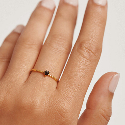 Unazë PD Paola Black Heart Gold AN01-224, 54 mm