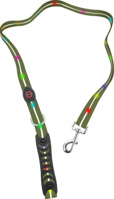 Jogosë LED për qen Signal Leash, 120cm, e rikarikueshme, jeshile e errët