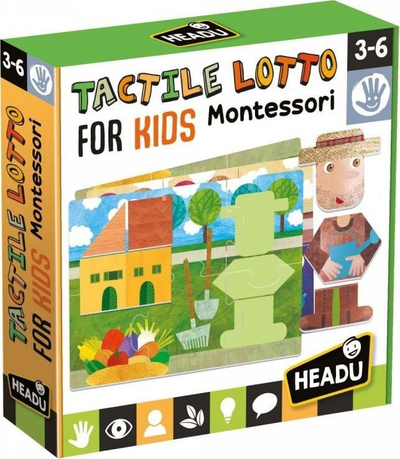 Пазл Монтесори Headu Lotto сензорни форми, едукативна игра, фарма, шарен