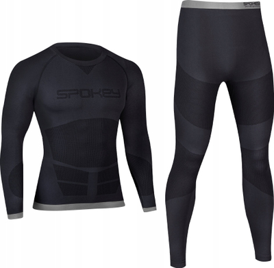 Set të brendshme termike për burra Spokey DRY HI OPTIMA, bluzë edhe pantallona, madhësia XL/XXL, i zi