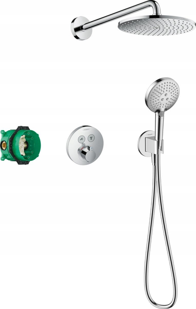 Set dushi Hansgrohe Raindance S, montim i fshehur, me termostat, 24cm, krom
