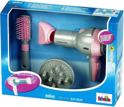 Lodër tharëse flokësh Klein Braun, set aksesorësh, gri dhe rozë