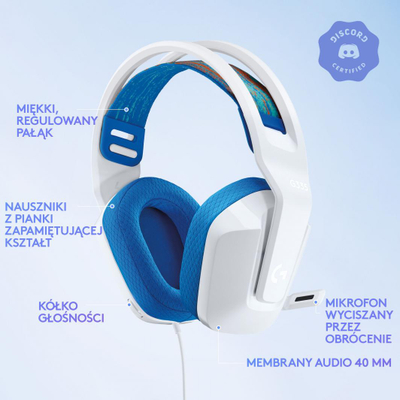 Kufje Logitech G335 (981-001018), të bardha/ kaltra