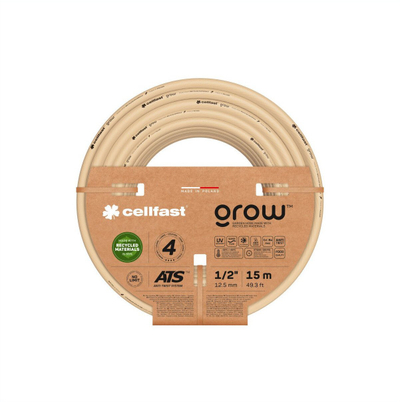 Zorrë kopshti Cellfast Grow, 1/2", 15 m, bezhë