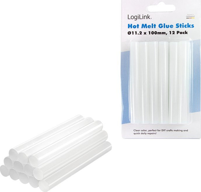 Shkopinj silikoni për pistoletë ngjitëse LogiLink WZ0054, 11.2mm, set 12 copë, transparent