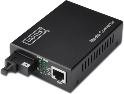 Konvertues rrjeti Digitus Gigabit, RJ45 në SC, dykahësh, i zi
