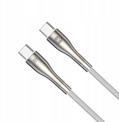 Kabllo USB-C Forever Sleek, USB-C në USB-C, 1m, 100W, e bardhë