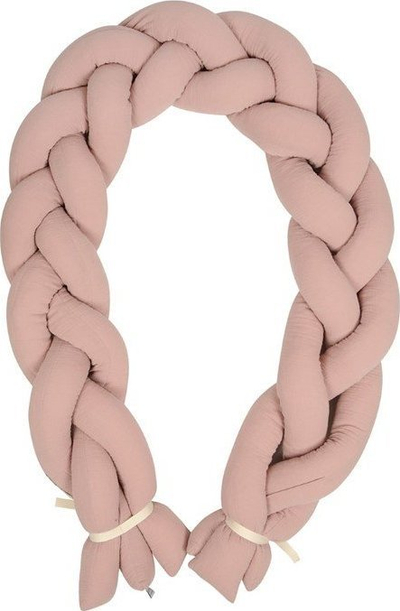 Mbrojtës krevati BABYMATEX Muslin Knitted Braid, 200 cm, rozë