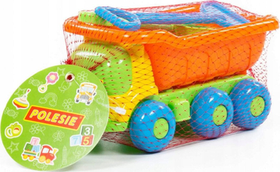Set lodrash me rërë Polesie Auto Plus 57051, kamion me dump, lopatë edhe grusht, shumëngjyrësh