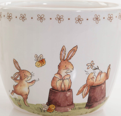 Vazo qeramike Charmy Easter Bunny, 8.5 cm, e bardhë, dekor