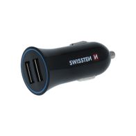 Karikues makine Swissten, 2.4A, 2x USB+kabllo 1.2m USB-C, e zezë