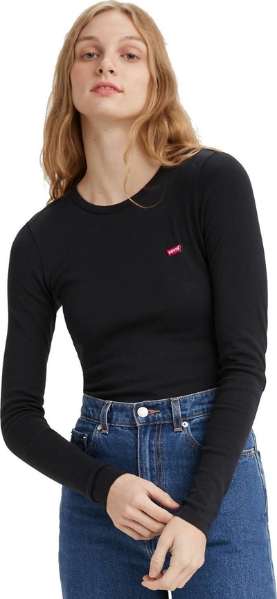 Bluzë për bebe Levi's Baby T Shirt, 100% pambuk, mëngë të gjata, e zezë