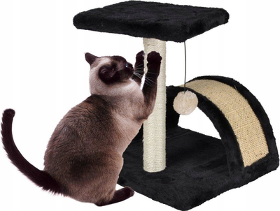 Shtyllë gërvishtëse për mace, me platformë, 38cm, e zezë