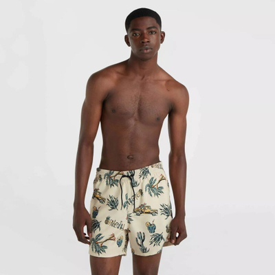 Shorce noti O'Neill Mix &amp; Match Cali Print 15", për burra, që thahen shpejt, bezhë me print tropikal