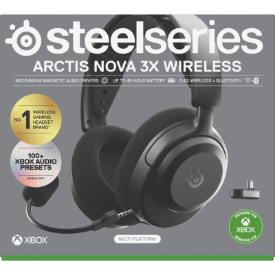 Kufje gaming SteelSeries Arctis Nova 3X Wireless, USB C, për Xbox dhe PC, të zeza