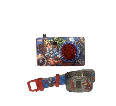 Orë dore për fëmijë dhe fotoaparat lodër, Avengers 953-001A, e kuqe